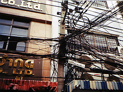 Verkabelung an der Khao San Road, Bangkok